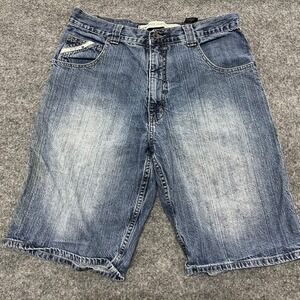 Paco Jeans Denim Shorts Mens Size 33 Blue Baggy Y2K Skater Embroidered Pockets